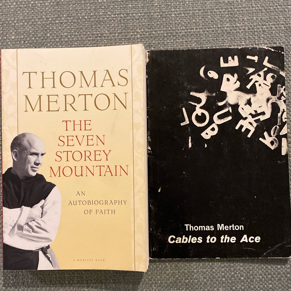 Two used books: The Seven Story Mountain and Cables to the Ace by Thomas Merton